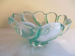Vintage Clear Green/aqua Swirls Trinket/candy Dish Depression Glass