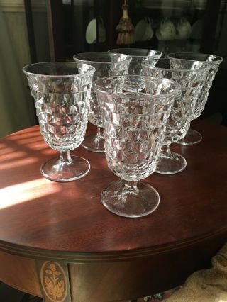 Set Of 6 - Fostoria Early American Clear Low Water Goblets Vintage 5.  5 Inch