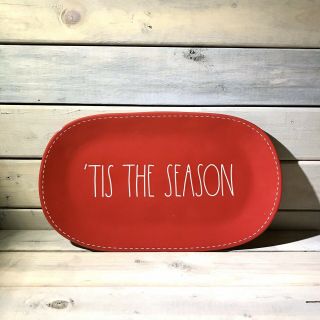 Rae Dunn ‘tis The Season Christmas Red Large Ceramic Platter Htf Nwt