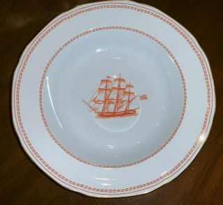 Spode Trade Winds Red 8 " Rimmed Soup Bowl (ship Erin Of Salem 1810)