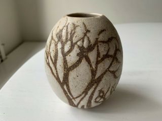 Andersen Design Studio Maine Art Pottery Tree Pattern Vase Signed Ad Anderson