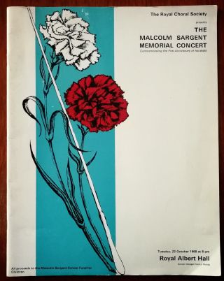 Malcolm Sargent Memorial Concert,  Royal Albert Hall Programme 22 Oct 1968