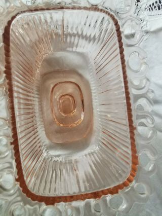 Vintage Pink Depression Glass Pedestal Candy Dish With Lid 5