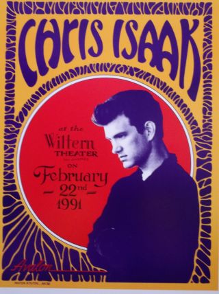 Chris Isaak 18x13 Concert Poster The Wiltern Theater February 22,  1991