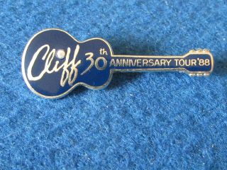 Cliff Richard - Guitar Shaped Enamel Badge - 30th Anniversary Tour - 1988