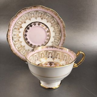 Royal Standard Vintage Pink Gold Lace Tea Cup & Saucer Bone China England Teacup