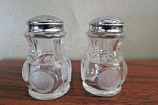 Fostoria Coin Clear Chrome Plated Salt And Pepper Shakers