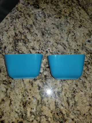 Vintage Turquoise Blue Pyrex 1.  5 Cup Dish Set Of 2 501
