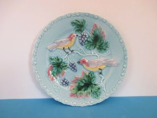 Majolica " Birds And Grapes " 7 3/4 " Plate,  Germany