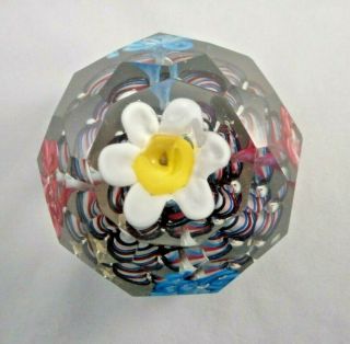 Stunning Large Multi Facetted Flower Art Glass Paperweight.  Weighs 1 Kg