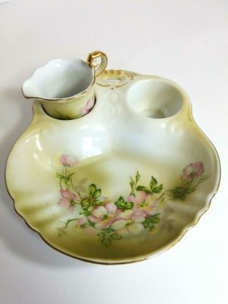 Antique Nippon Noritake Hand Painted Floral Creamer & Bowl