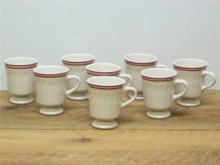 Vintage Syracuse China Double Red Band Pedestal Coffee Cups Restaurant Ware 8pc