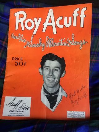 Vintage Roy Acuff Smoky Mountain Nashville Tn Songs Music Book Signed