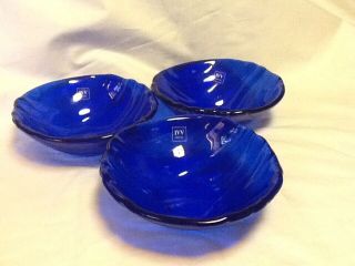 Ivv Italy Sapphire Blue Art Glass Bowls Set Of 3