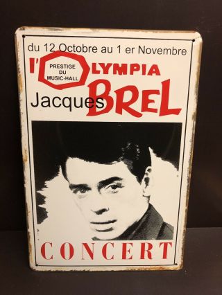 Jacques Brel Concert Poster Large Garage Wall Decor Metal Sign 30x40 Cm