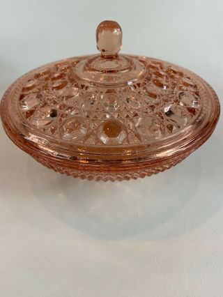 Candy Bowl/ With Lid Windsor Pattern Pink Depression Glass