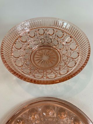 Candy Bowl/ With Lid Windsor Pattern Pink Depression Glass 2