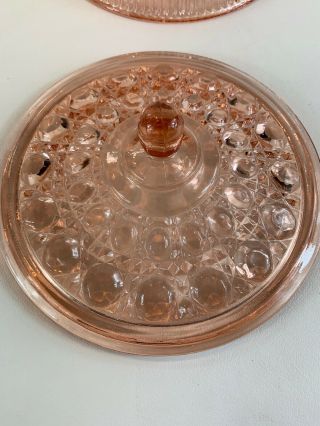 Candy Bowl/ With Lid Windsor Pattern Pink Depression Glass 5
