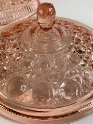 Candy Bowl/ With Lid Windsor Pattern Pink Depression Glass 7