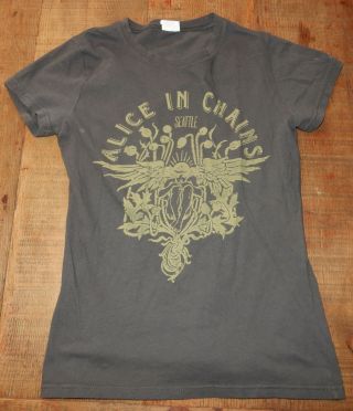 Vintage Alice In Chains Seattle Grey & Green Tshirt Tshirt Womens Sz Medium