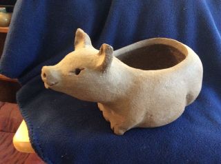 Margaret Hudson Handmade Clay Pig Planter Pottery Earth Art Studio Rare