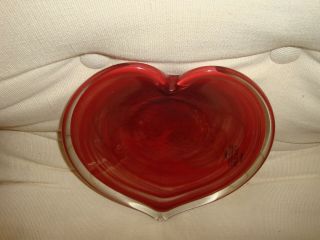 Murano Glass Heart Shaped Dish - Italy - Candy - Peanuts - Trinkets - 8 1/2 X 8 X 1 1/2