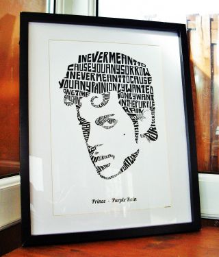 Prince/purple Rain A3 Size Typography Art Print/poster