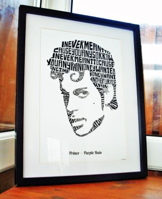 Prince/Purple Rain A3 size typography art print/poster 3