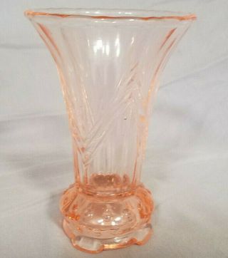 Vintage Art Deco Pink Depression Glass Vase