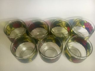Set of 7 vintage Libbey “stained glass” fruit themed juice / cocktail glassware 6