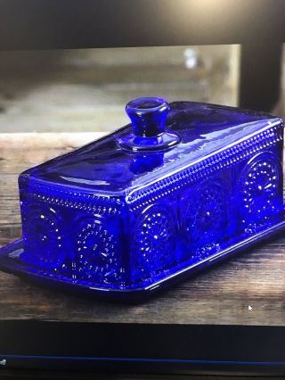 The Pioneer Woman Adeline Cobalt Blue Glass Butter Dish W/ Cover Lid 2 Piece Set