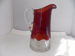 Eapg Duncan Miller Button Arches Ruby Stained 8 " Large Pitcher 1897