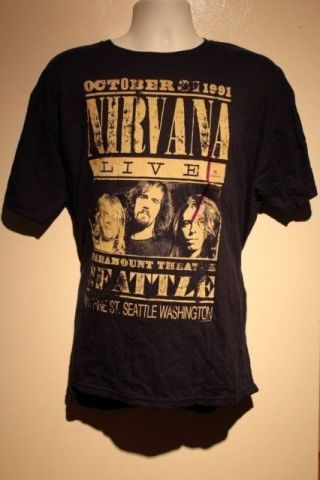 Nirvana Live Oct 31 1991 Paramount Theatre Seatle T Shirt Xl Nwt