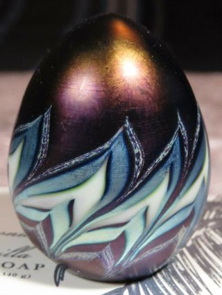 Orient And Flume Studio Pulled Feather Iridescent Art Glass Paperweight