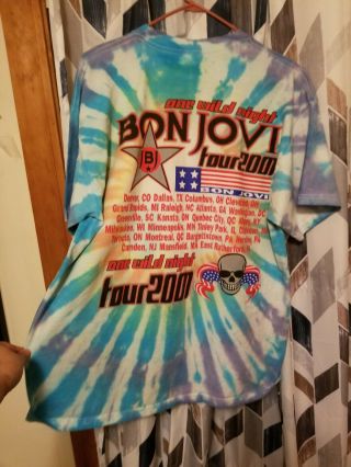 BON JOVI 2001 TOUR SHIRT VINTAGE T - SHIRT XL ONE WILD NIGHT TOUR TYE DYE 2