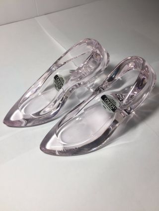 Oneida Crystal Cinderella Pink Glass Slippers.  (2)