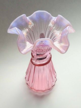 Fenton Art Glass Pink Opalescent Wheat Vase 2