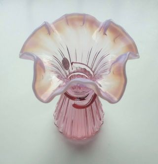 Fenton Art Glass Pink Opalescent Wheat Vase 3