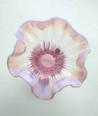 Fenton Art Glass Pink Opalescent Wheat Vase 4