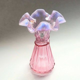 Fenton Art Glass Pink Opalescent Wheat Vase 5