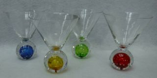 Circleware Crystal Bonfire Pattern 4 Multicolor Martini Glasses Goblets 3 - 5/8