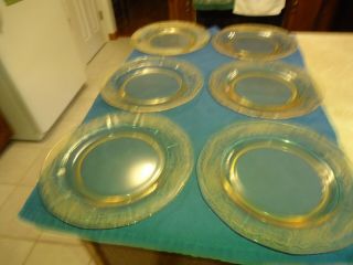 Set Of 6 - 8.  6 " Yellow June Luncheon Plates Utensil Marks