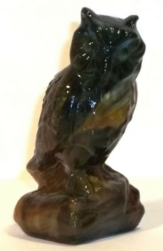 Boyd Glass MADE in 1986 Owl Owls Bird RUBINA SLAG White Red Blue Green FUND 3