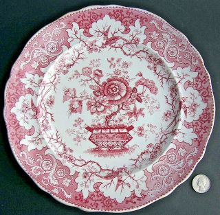 Antique Staffordshire Pearlware Red Transferware Plate Japanese Samuel Alcock