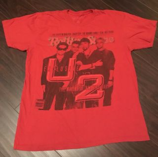 U2 Rolling Stone Cover The Making Of Achtung Baby Large Red T - Shirt Faded Worn