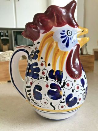 Vintage Deruta Italian Pottery Rooster Pitcher Hand Painted