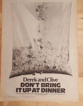 Derek And Clive Ad Nauseam 1978 Press Advert Full Page 28 X 39 Cm Poster