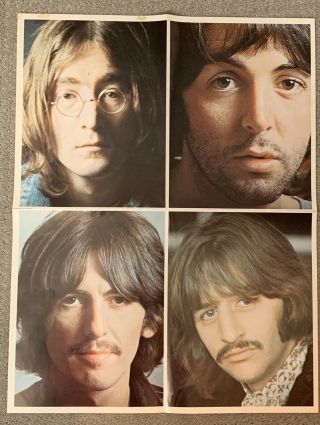 Vintage The Beatles White Album 4 Photo Connected Inserts Poster (vg, ) - No Lp