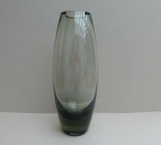 Vintage Holmegaard Green Glass Vase Signed Per Lutken Denmark 1960 - 8.  75 Inches