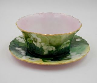 Antique Limoges Hand Painted Floral Soup Bowl,  Dish